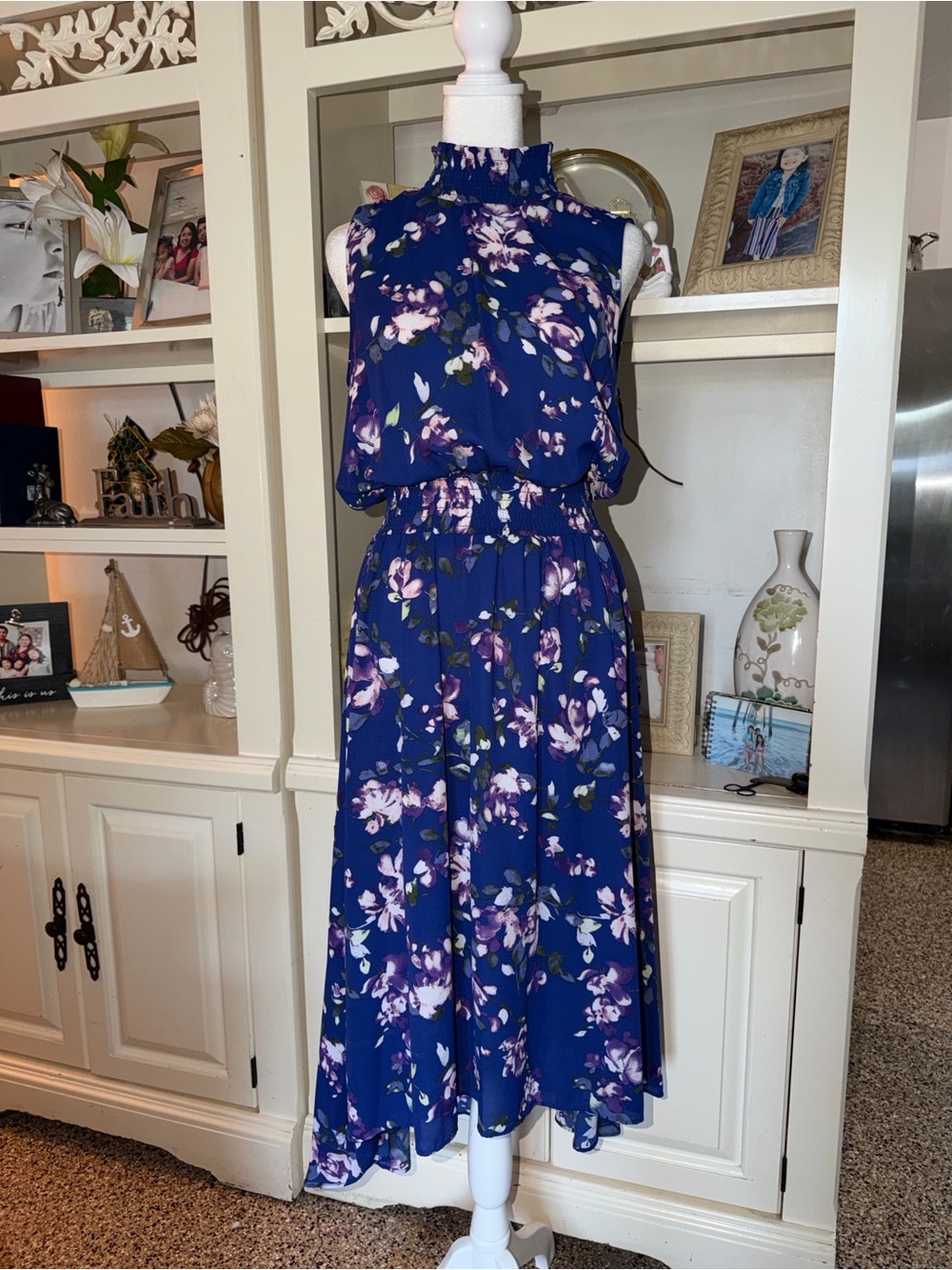 Nanette Lepore Royal Blue Floral High-Neck Maxi Dress